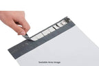 Close-up of tamper-proof courier bag's sealable adhesive strip. Ensures secure packaging for shipping and prevents unauthorized access.