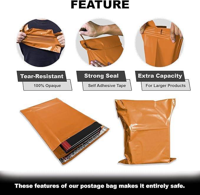 Burnt Orange Courier Bags - With POD Jacket - 51 Micron