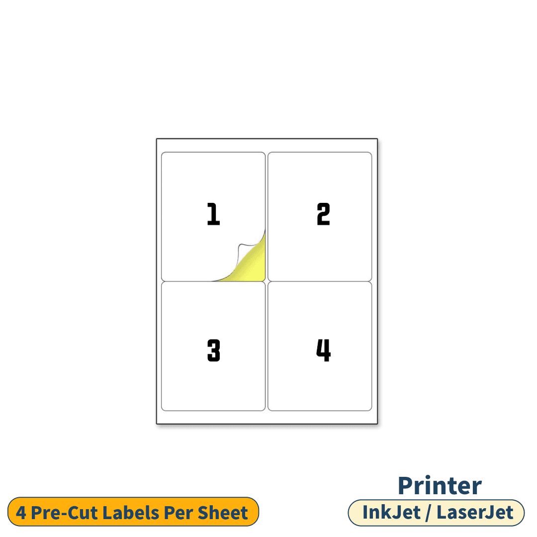 Amazon Easy Ship A4 Sticky Label Sheet / 4 Pre-cut Labels per Sheet
