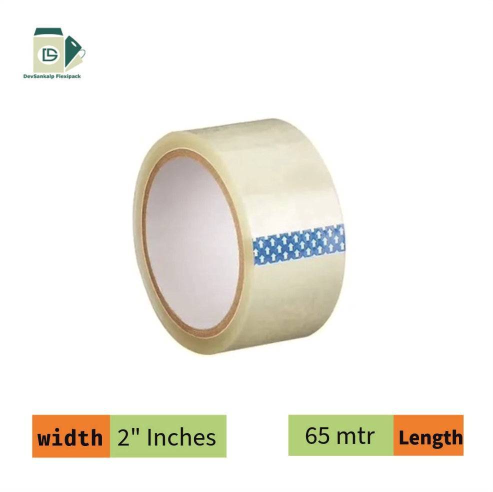 Self Adhesive BOPP Tape - Transparent (2 Inches x 65 Mtr) for packaging and shipping. Strong adhesive ensures secure sealing of boxes and parcels.