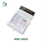 Tamper-proof courier bag 12x16 inches with POD sleeve for secure shipping. Ideal for e-commerce packaging with strong adhesive seal.