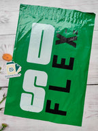 Custom printed green courier bag with POD featuring bold branding. Ideal for secure shipping and custom brand visibility.
