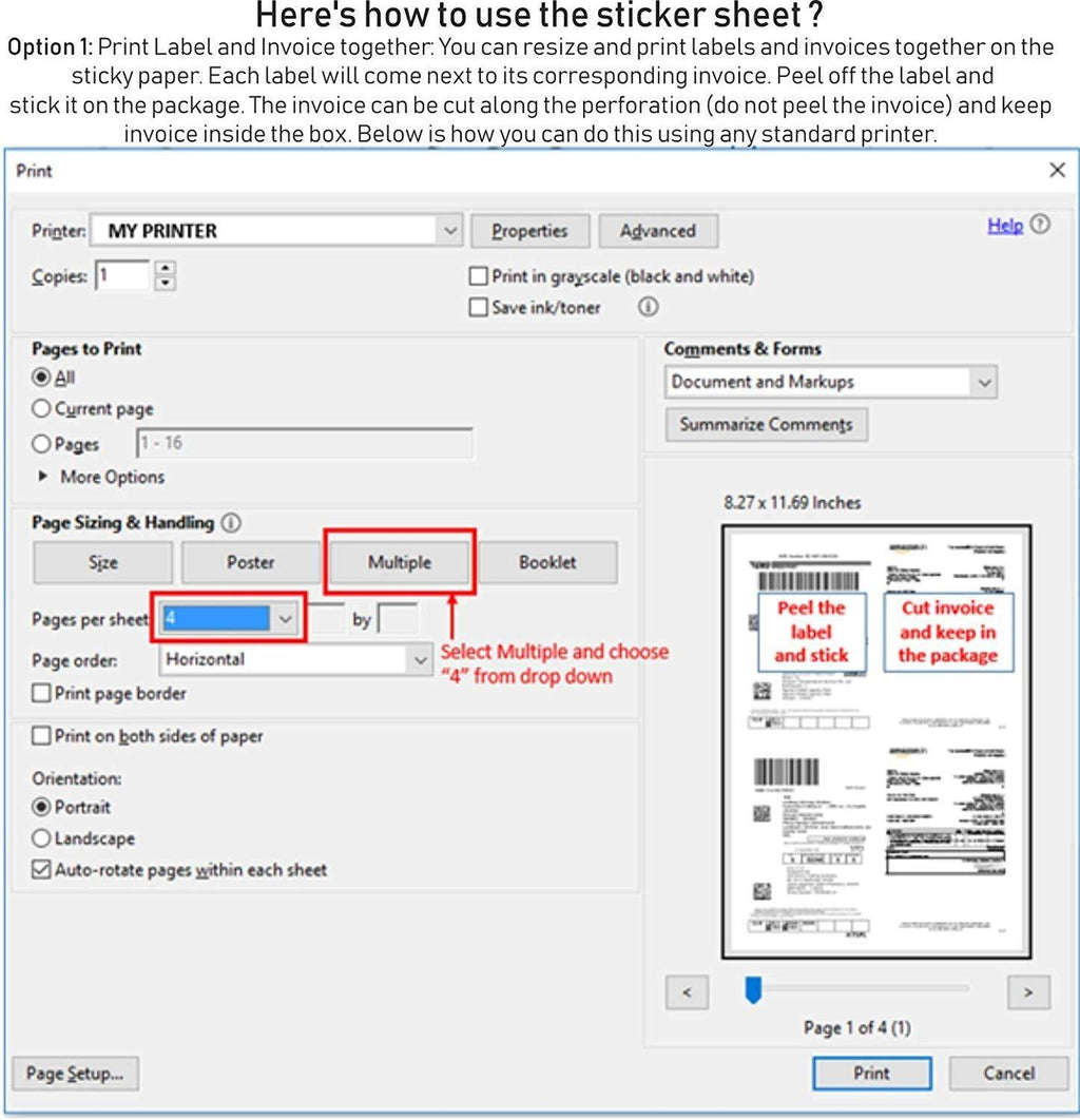 How to print A4 easy ship sticky labels,  shipping address labels and barcode labels.