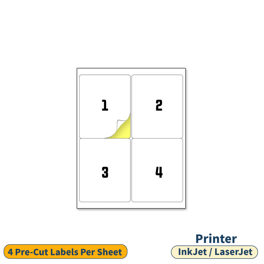 Pre-cut 4x6 A4 sticky label sheets for inkjet and laser printers. Perfect for shipping and addressing by Devsankalp Flexipack