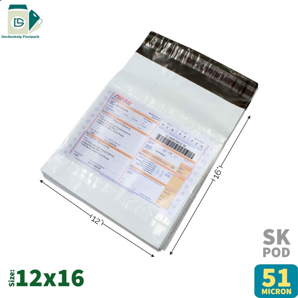 Tamper Proof Courier Bags 12x16 SK POD 51 Micron