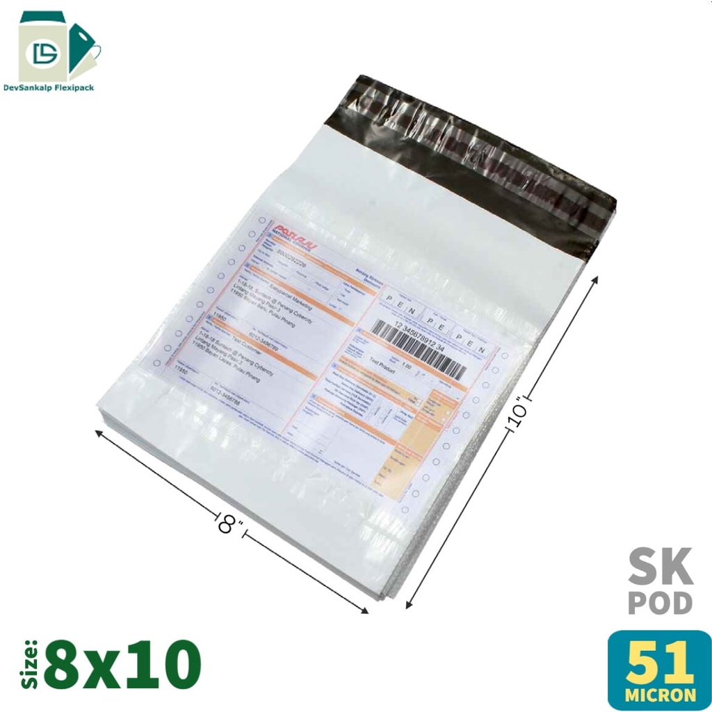 Tamper Proof Courier Bags 8x10 SK POD 51 Micron