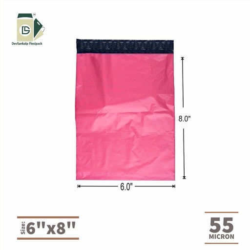 Pink Color Courier Bags 6x8 SK POD 55 Micron